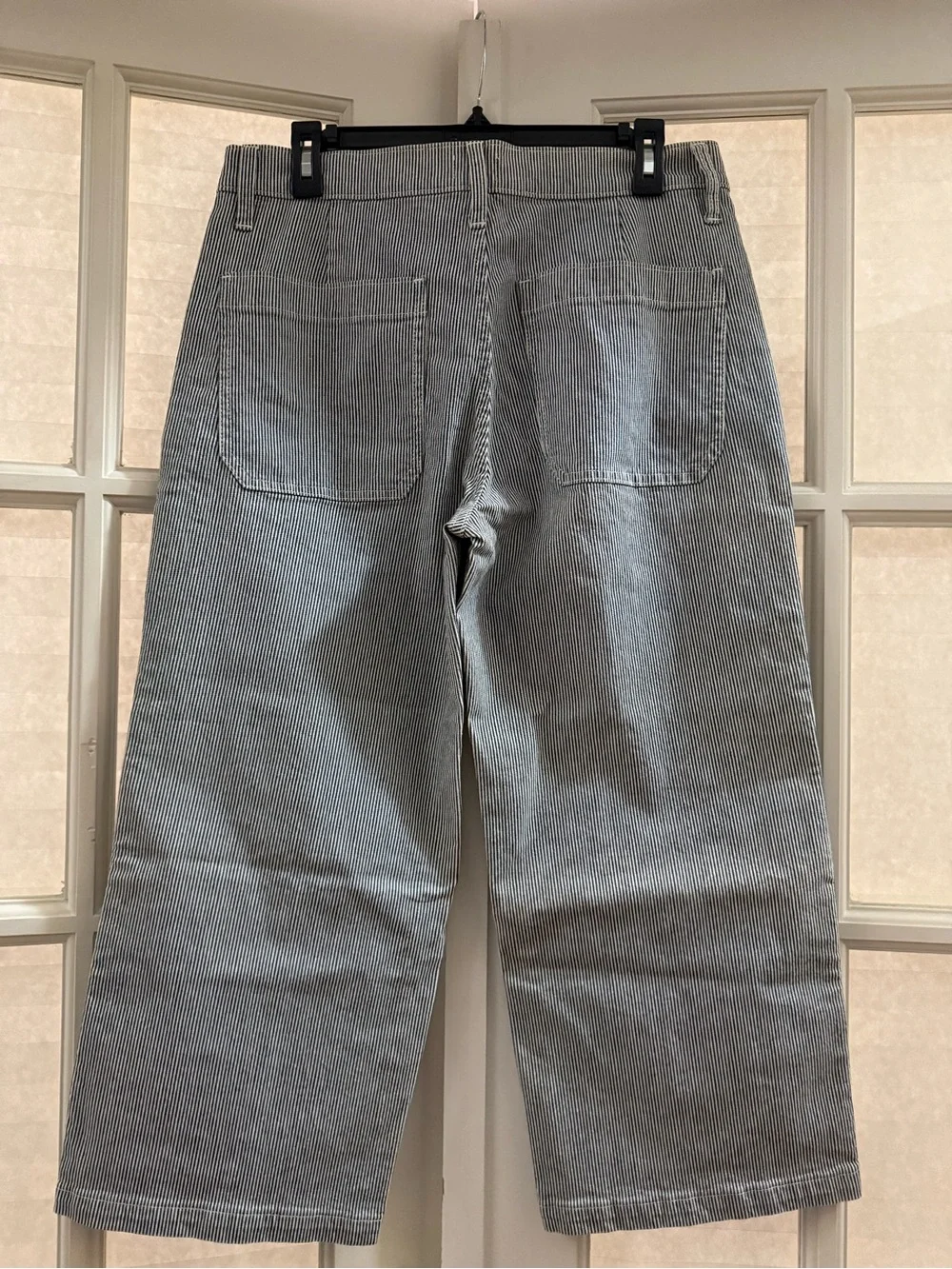J. Crew Navy & White Pinstripe Wide-Leg Pants